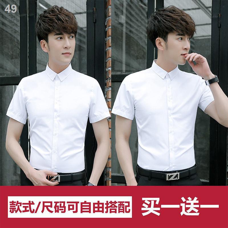 【bán chạy】○❣☃Mùa hè áo sơ mi trắng nam tay ngắn công sở phù hợp với chuyên nghiệp Trang phục Thời Hàn Quốc cụ