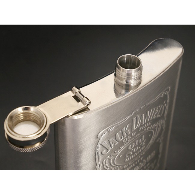 [210ML] Bình hip flask 7oz (210ml) đựng rượu bằng inox, khắc J.D độc đáo &amp; cá tính