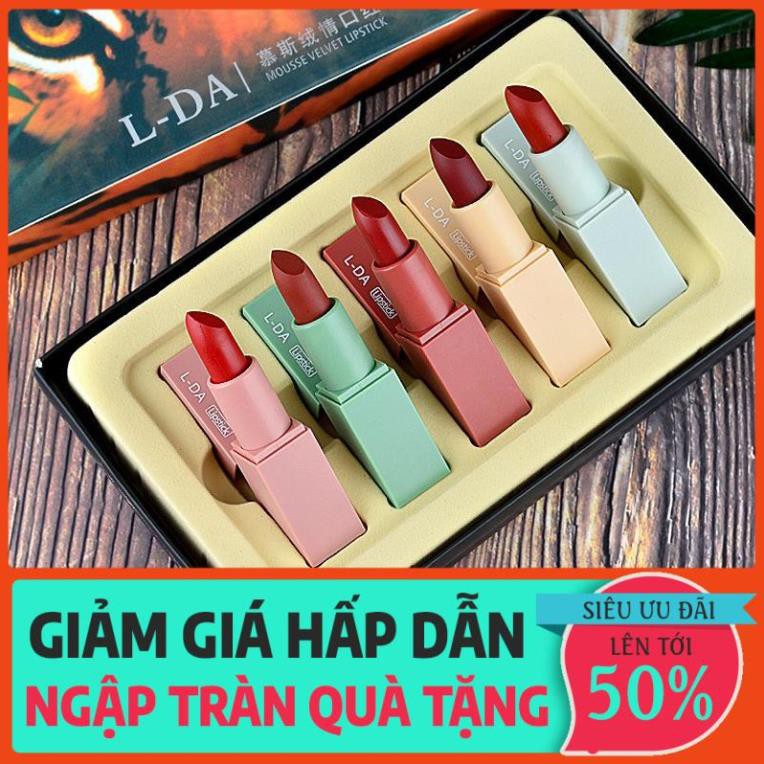 【Son môi】(Năm gói) Son mousse màu đỏ thuần không phai, dưỡng ẩm tốt cho bà bầu sinh viên có thể sử d *
