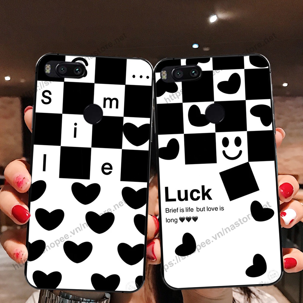Ốp lưng Xiaomi Mi A1 / MI 5X trái tim họa tiết caro, mikey họa tiết beabrick kaws cute