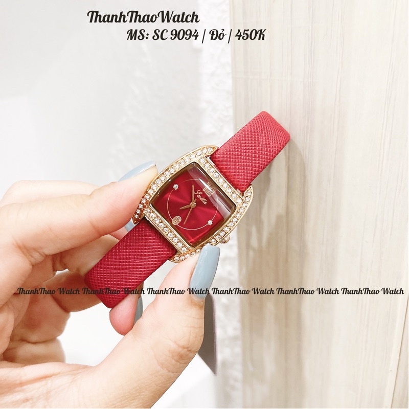 Đồng Hồ Nữ Đeo Tay Đẹp THANHTHAO WATCH, Đồng Hồ Dây Da Viền Đá Chính Hãng SC9094