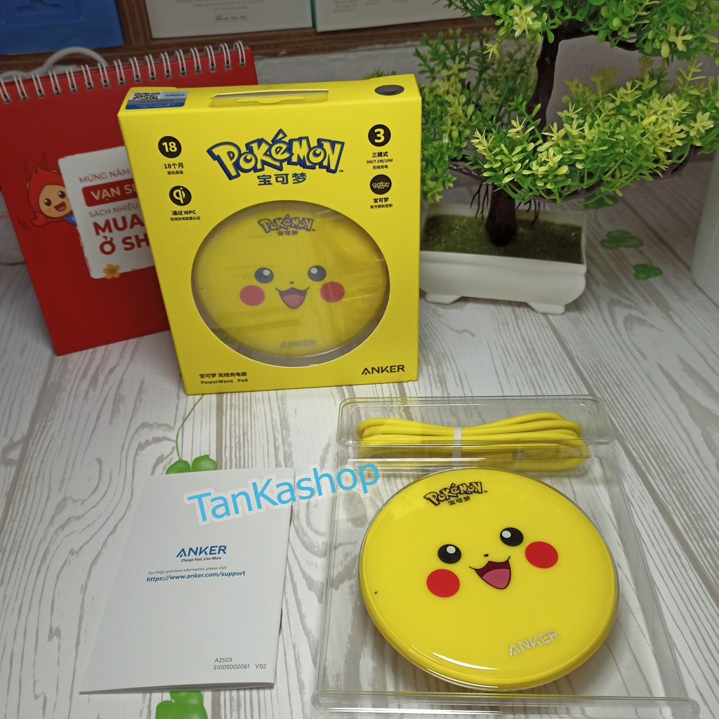 Đế Sạc Không Dây Anker Pokemon PowerWave Pad - A2503 Sạc Nhanh Chuẩn Qi, Max 10W