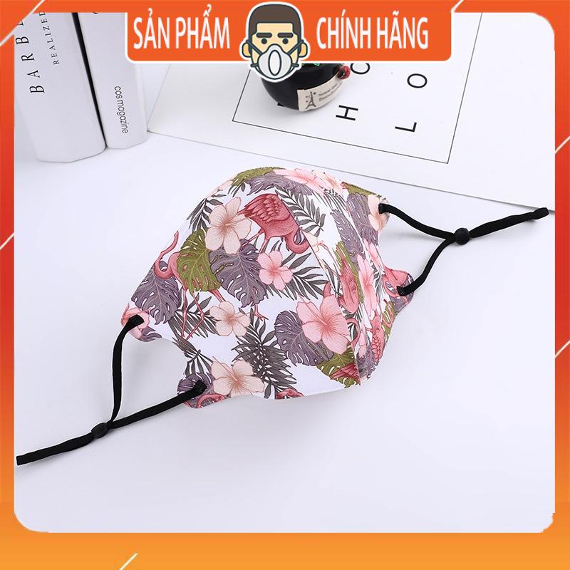 Khẩu trang vải họa tiết hoa lá êm mịn thoáng mát, tái sử dụng được phong cách Hàn Quốc