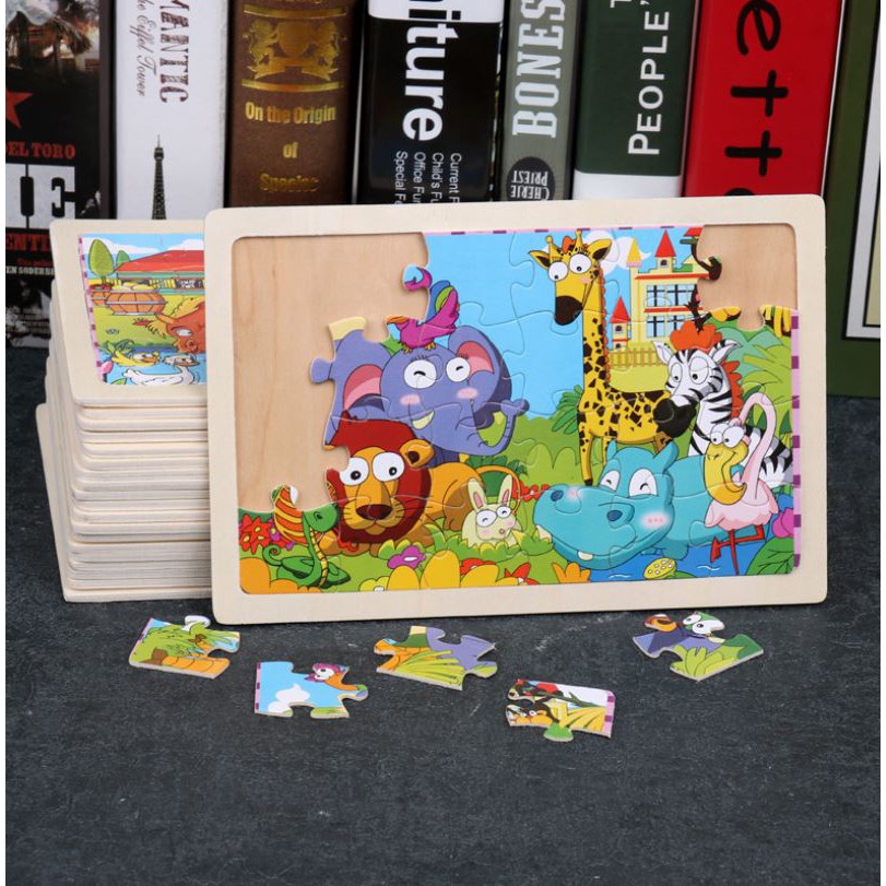 Bộ xếp hình ghép gỗ chìm 24 miếng ghép dành cho bé từ 3 tuổi