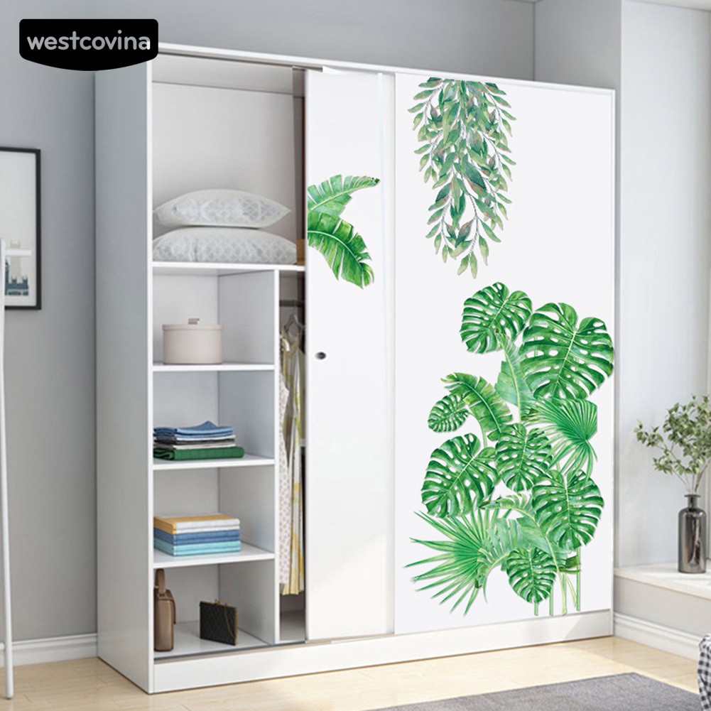 Miếng dán tường hình lá nhiệt đới cho trang trí tường TV nhà trẻ