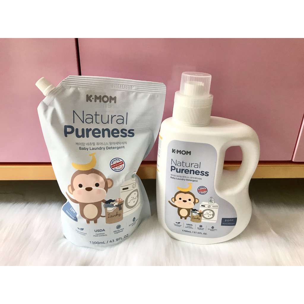 Nước giặt đồ hữu cơ cho bé Kmom Can 1700ml/túi 1300ml