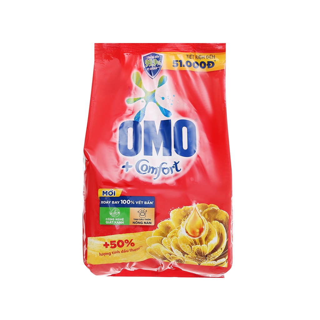 Bột Giặt Omo Comfort Tinh Dầu Thơm / Bột Giặt Bọt Sạch Thông Minh Gói 400g - 720g - 1,2kg