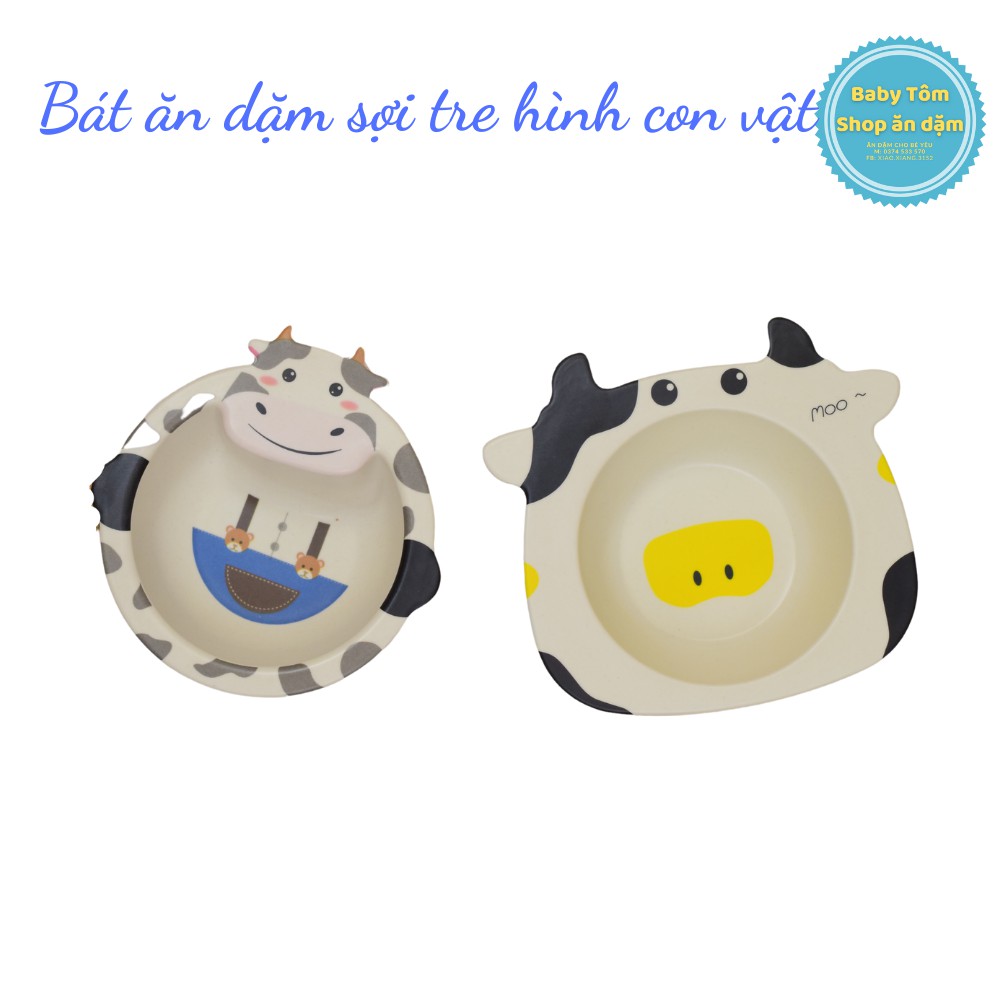 Bát ăn dặm sợi tre size nhỏ 150ml hình con vật ngộ nghĩnh cho bé, Baby Tôm