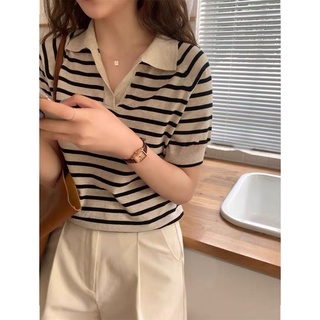 MS191 Áo polo cổ bẻ kẻ ngang
