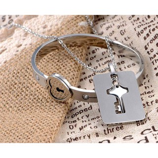 bộ trang sức vòng tay dây chuyền khóa love