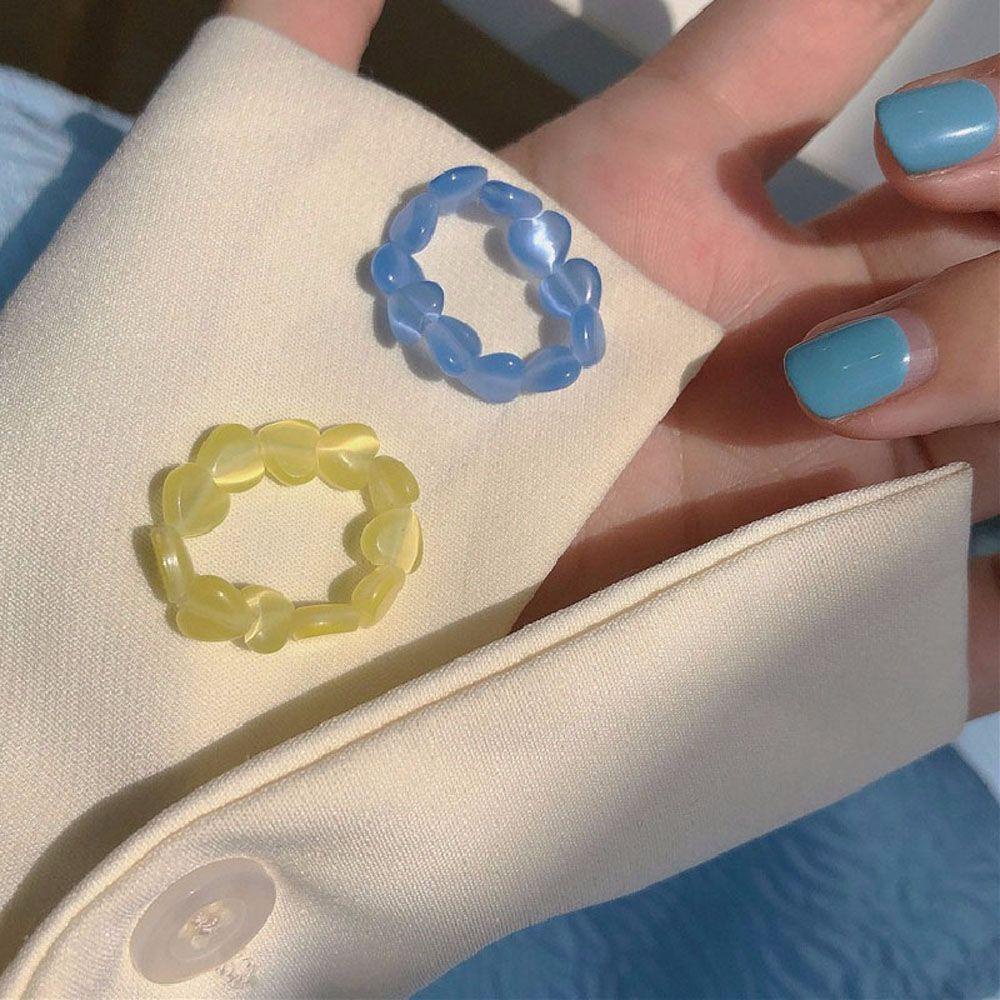 Nhẫn Opal Thời Trang Cho Nữ|Dây Chuyền Co Dãn Màu Sắc Ngọt Ngào Thời Trang