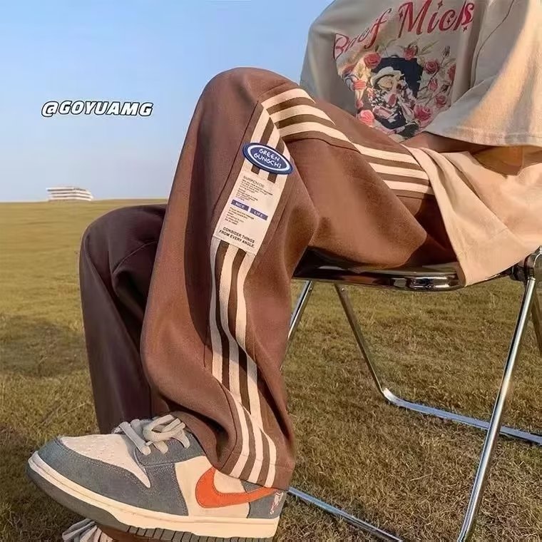 Quần ống rộng Họa Tiết Kẻ Sọc Phong Cách Hiphop Đường Phố Nhật Bản Cỡ M-3XL Thời Trang Cho Nam