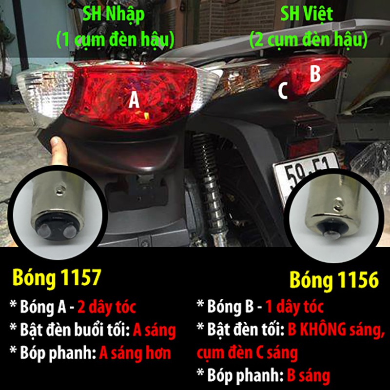 🏅 01 bóng LED phanh stop chớp F1 nhiều chế độ 2 tim- 1157 BAY15D cho Winner, Raider, Wave 🏅