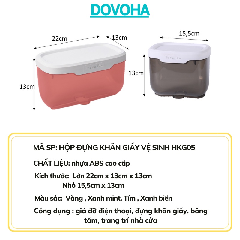 Hộp đựng giấy vệ sinh DOVOHA TẶNG KÈM MIẾNG DÁN sử dụng cho phòng tắm có kệ để đồ chống nước HKG05