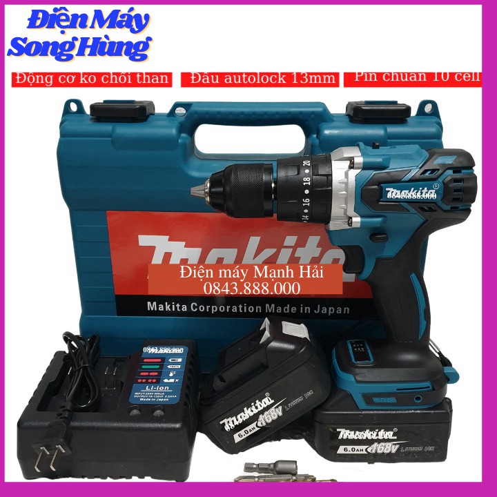 kHOAN PIN MKT 168V KHÔNG CHỔI THAN 2PIN KHỦNG TẶNG KÈM MŨI TÔN, MŨI VÍT, MŨI KHOAN ĐA NĂNG 6
