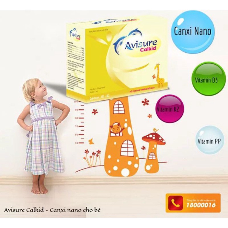 [Chính hãng] Avisure Calkid - Canxi nano cho trẻ (Hộp 30 ống)- CANXI GIÚP TRẺ TĂNG CHIỀU CAO