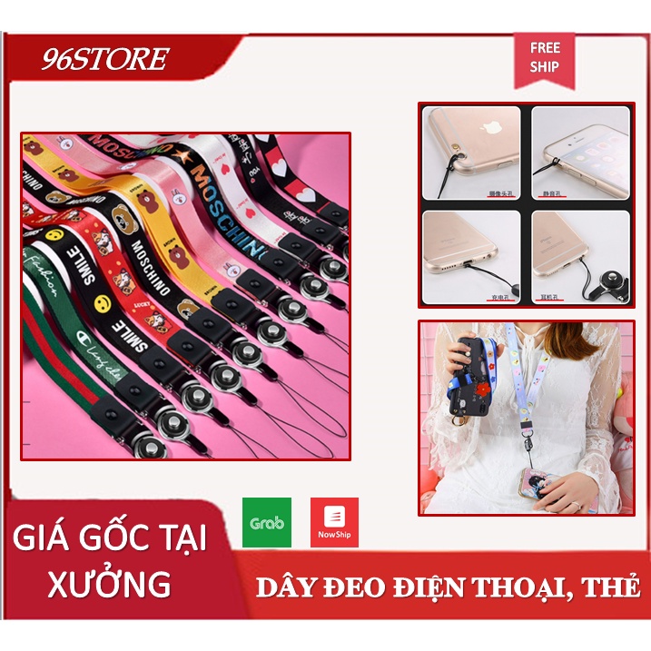 Dây Đeo Điện Thoại, Thẻ Bản To Chất Liệu Vải Dai Chắc Nhiều Hình Thời Trang