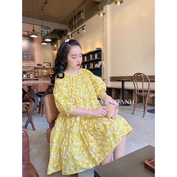 VÁY BABY DOLL HOA NHÍ VÀNG