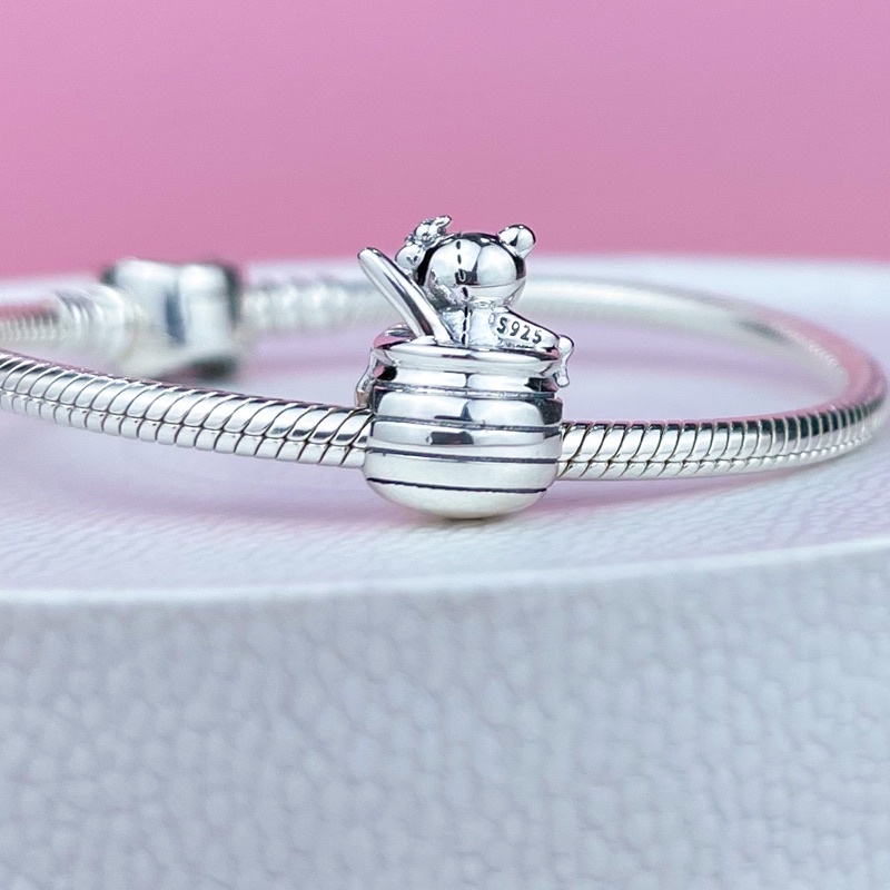 Hạt charm gấu và giỏ mật ong bạc s925 Cao cấp -có bảo hành
