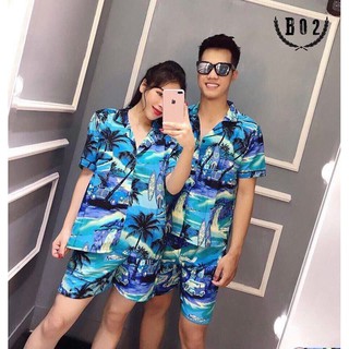 <" ĐỒ ĐI BIỂN "> BỘ QUẦN ÁO CỘC TAY LỤA MÙA HÈ MẶC Ở NHÀ, ĐI TẮM BIỂN, ĐI DU LỊCH DÀNH CHO CẢ NAM VÀ NỮ