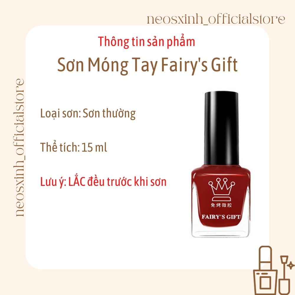 Sơn Móng Tay Fairy's Gift 15ml Màu Nude Đen Trắng Trong Suốt Kim Tuyến Pastel Tím - Neosxinh Nails