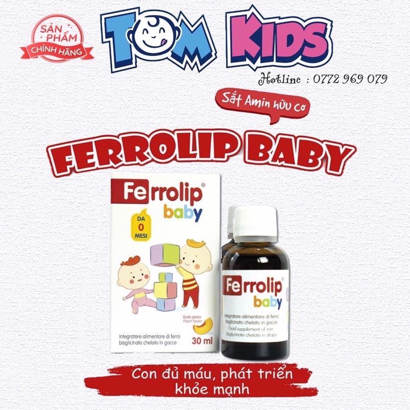 [Tặng Kèm Quà] Sắt nước nhỏ giọt hữu cơ cho bé FERROLIP baby dễ hấp thu, không gây táo bón 30ML