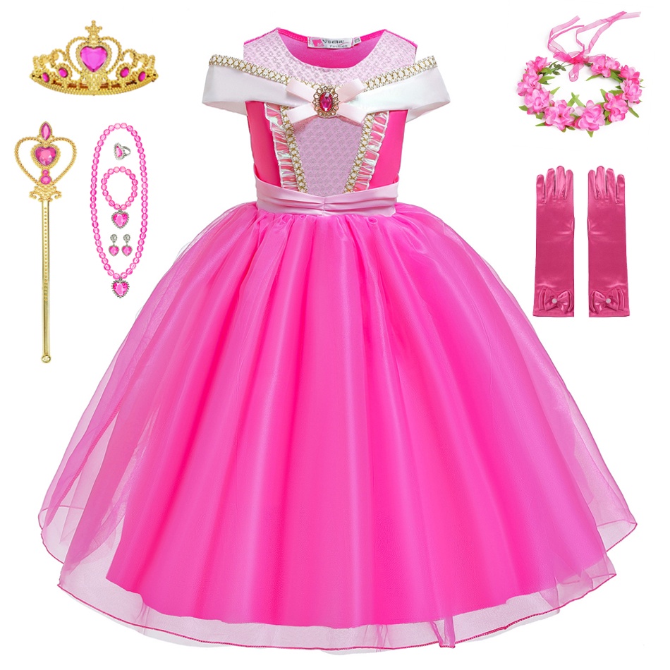 Đầm Công Chúa Ngủ Phong Cách Aurora Hóa Trang Halloween 2-10T TSBBQ98