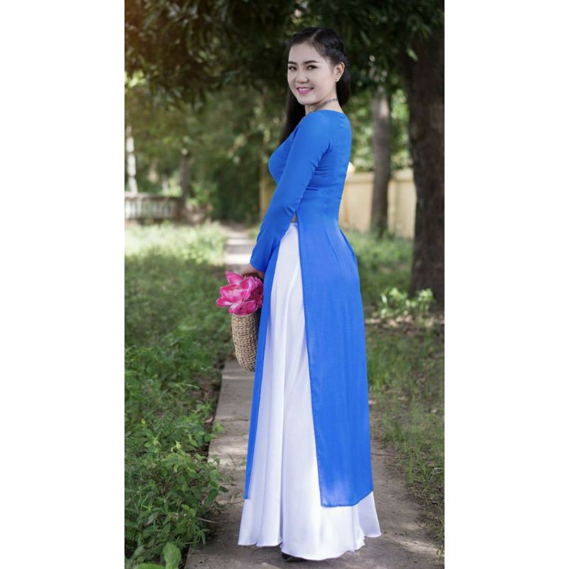 Áo dài lụa kèm quần ống váy