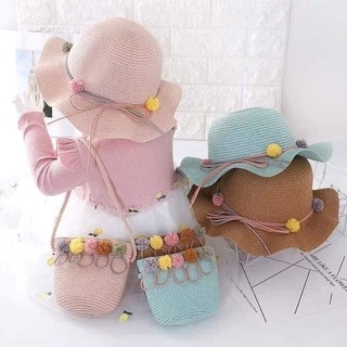 Sét túi + mũ cói đi biển cho bé siêu xinh