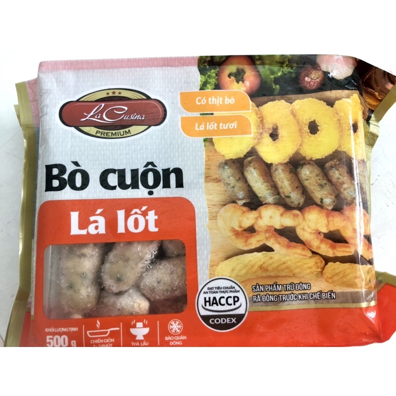 Bò cuộn lá lốt Lacusina hộp 500g