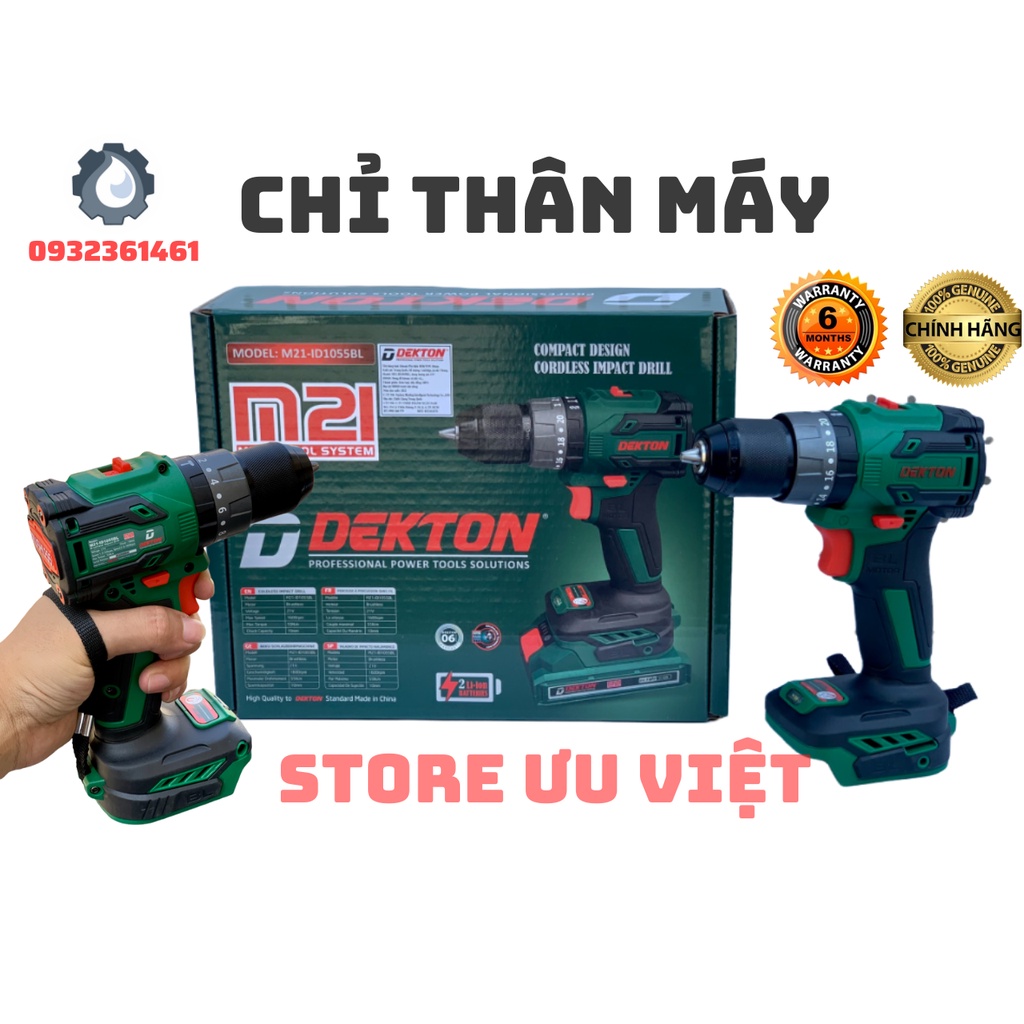 Máy Khoan Pin 3 Chức Năng Dekton đầu 10MM autolock M21 id1055BL giá tốt