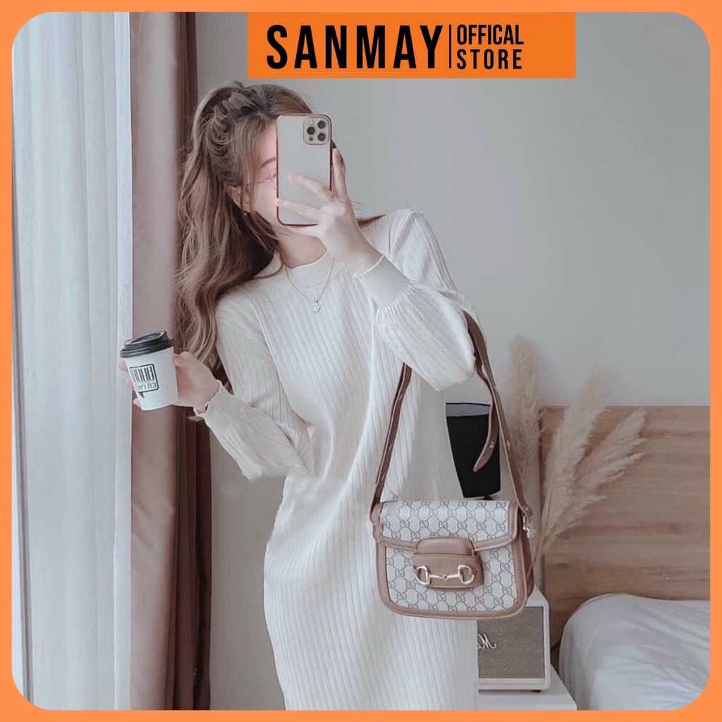 Váy Len Suông Thun Nữ Dáng Dài Trơn SANMAY Đầm Đi Dự Tiệc Cưới Đi Chơi Cao Cấp Thiết Kế Hàn Quốc Công Sở Trắng Đen VD013 | BigBuy360 - bigbuy360.vn