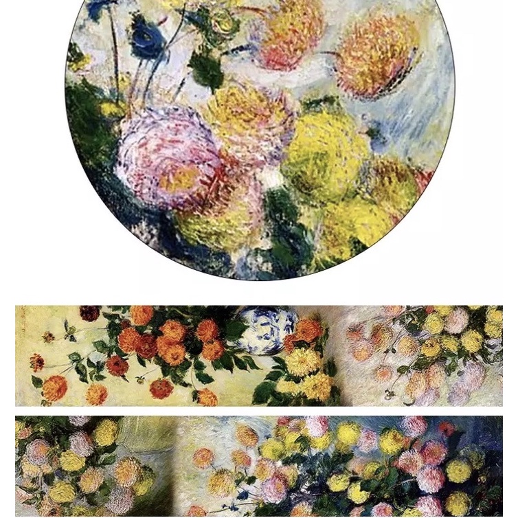(Chiết theo chu kỳ) Băng dính washi tape hoạ tiết sơn dầu Monet Flowers