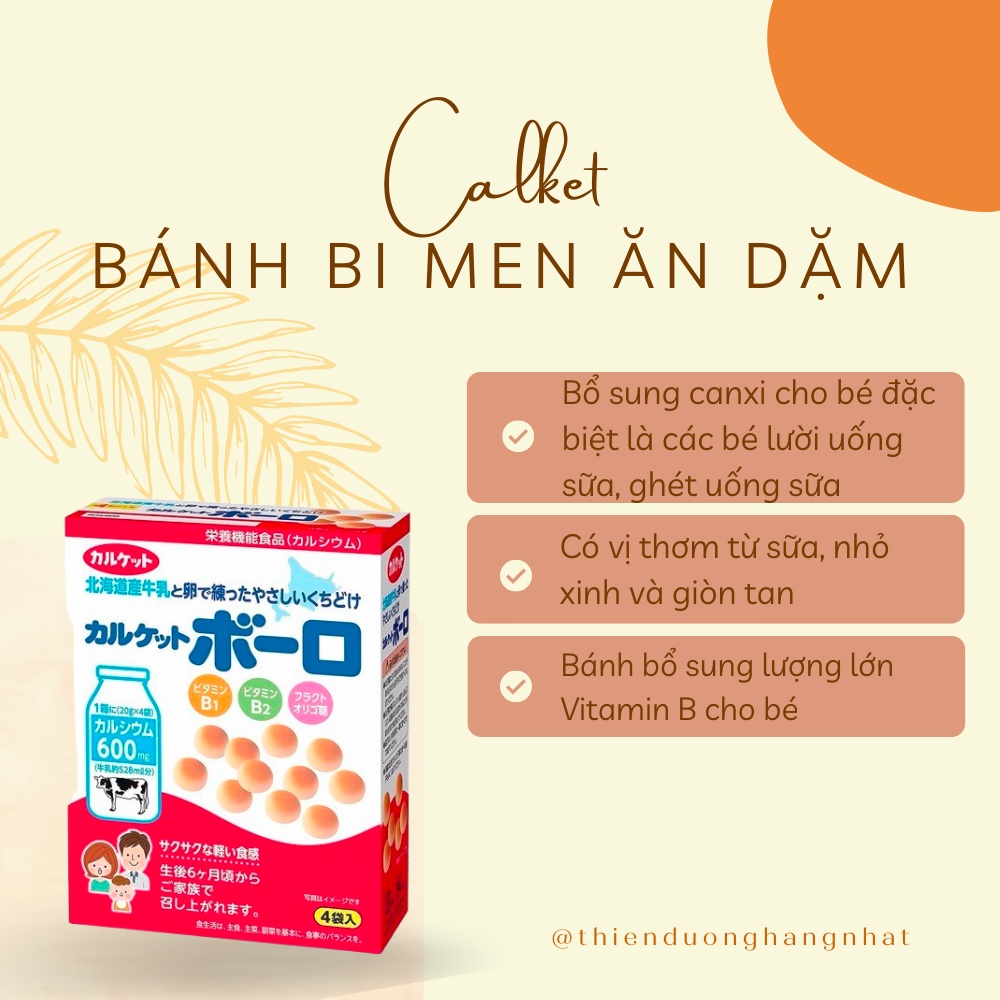 Bánh bi men Calket vị sữa, bánh cho bé ăn dặm từ 6 tháng Nhật Bản 80g