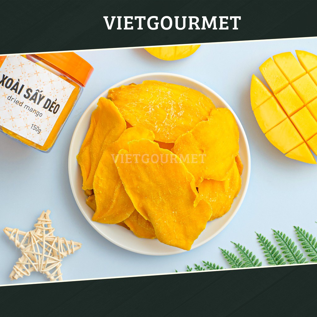 Xoài sấy dẻo Vietgourmet hàng xuất khẩu/ xoài sấy nguyên vị thơm ngon tự nhiên/ hoa quả sấy/ ăn vặt mẹ bầu