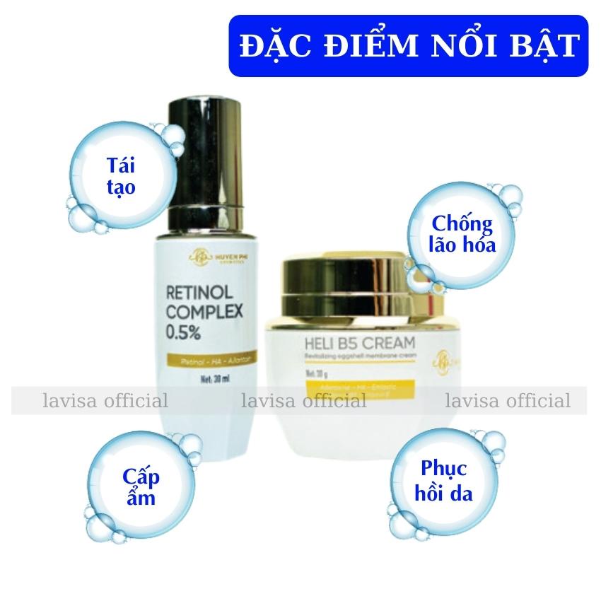Bộ Tái Sinh Huyền Phi Retinol Complex 0.5% Kem Phục Hồi Heli B5 Chống Lão Hóa Tái Tạo Cấp Ẩm Phục Hồi Da Dưỡng Trắng Da