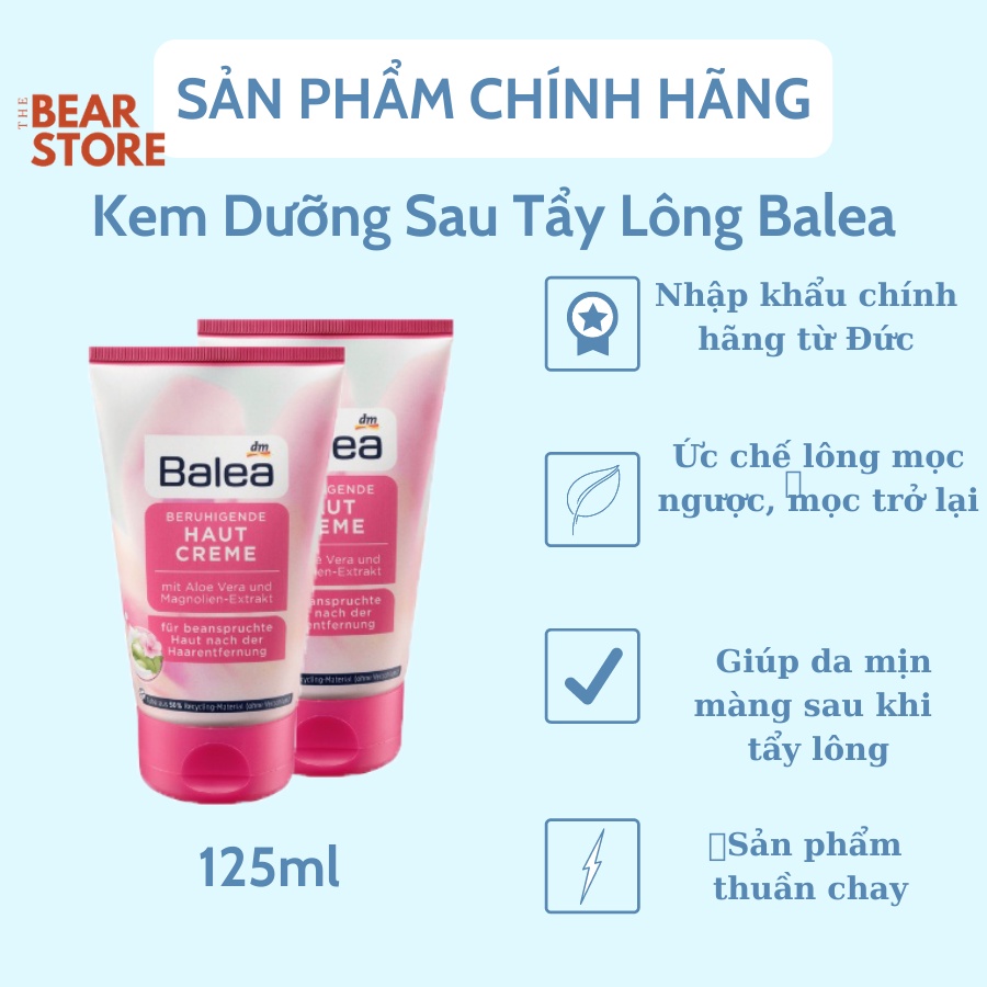 Kem dưỡng sau tẩy lông và wax lông Balea xuất xứ Đức 125ml