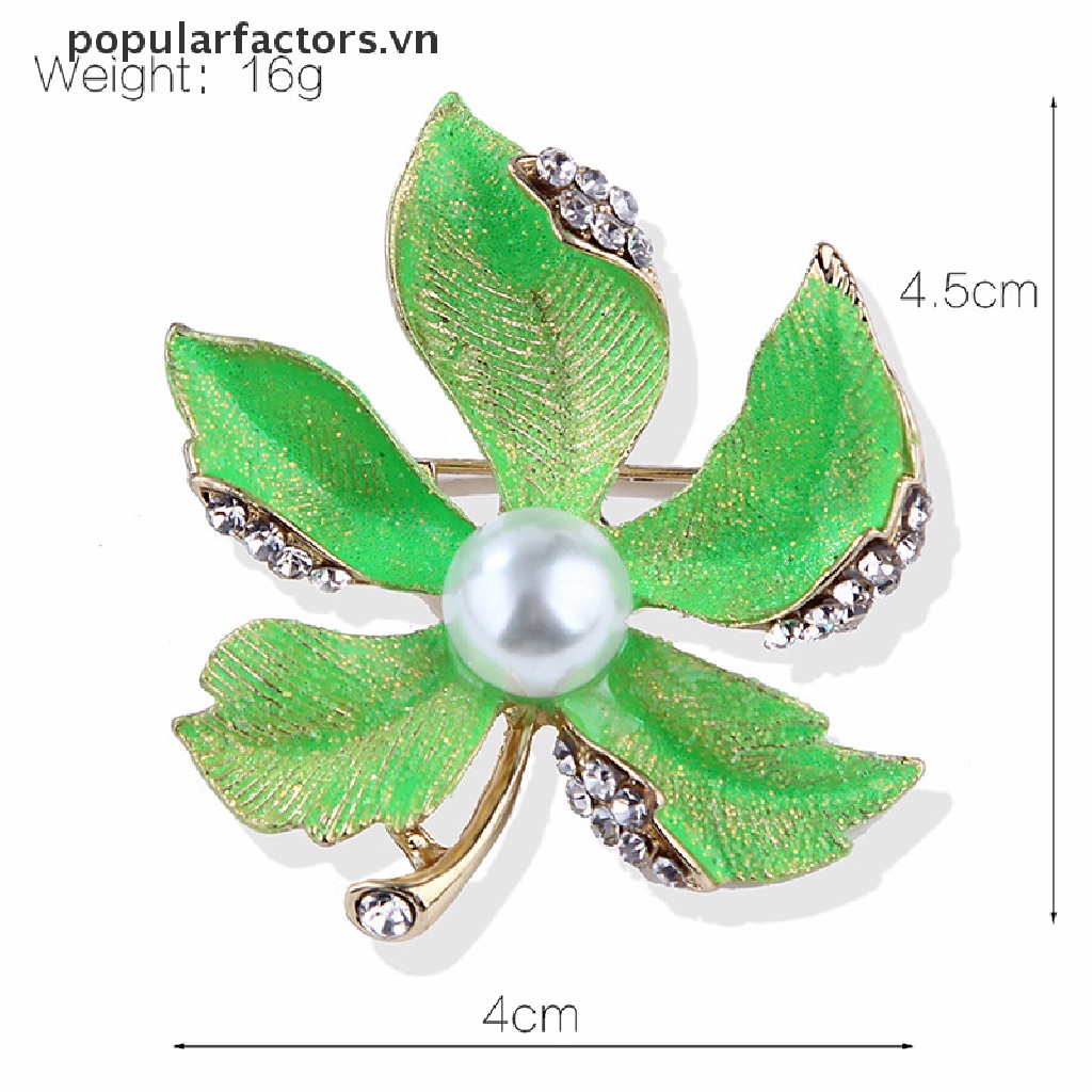 Ghim Cài Áo Hình Lá Phong Đính Ngọc Trai Nhân Tạo Thời Trang
