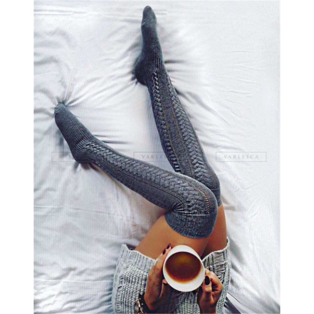 ღ𝓂ℰWomen Winter Warm Cable Knitted Long Boot Socks Over Knee Thigh High Stockings | BigBuy360 - bigbuy360.vn