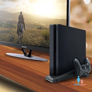 For PS4/PS4 Slim Vertical Stand With Cooling Fan Dual Controller Charger