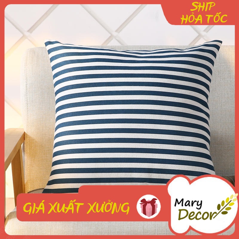 Gối tựa sofa Mary Décor - họa tiết Sọc xanh to G-I07