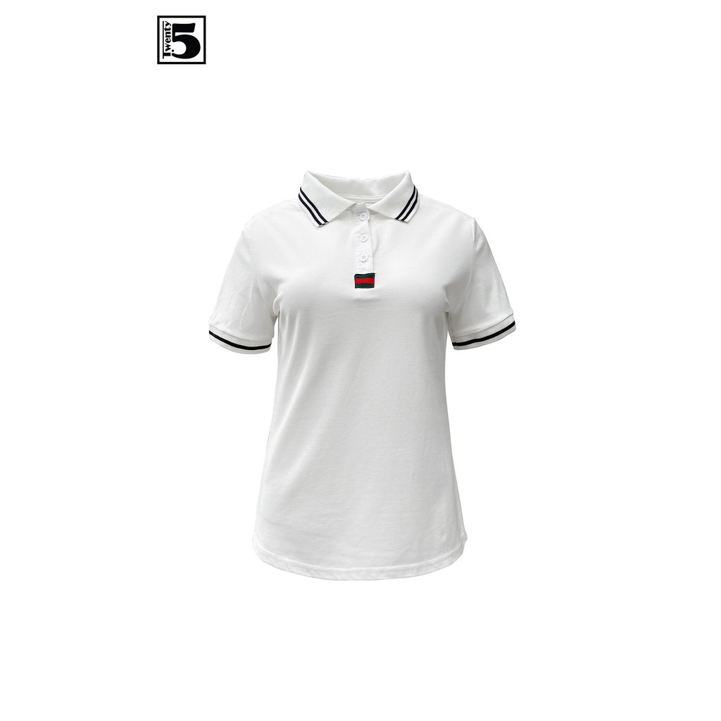 Áo thun polo nữ viền cổ đen 2 vạch Twentyfive 3741
