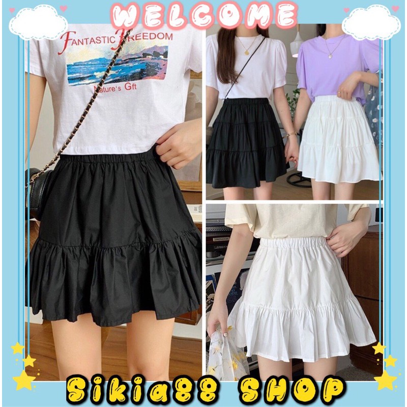 Chân Váy Voan Ngắn 2 Tầng Xếp Ly Bồng Bềnh Ulzzang Sikia