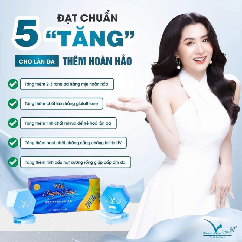 Kem Body Xanh Hàn Quốc Vip White Truyền Trắng Thượng Hạng