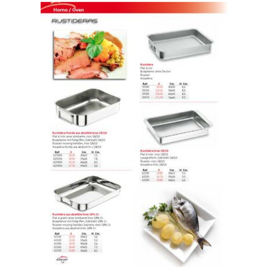 Chảo Nướng Có Tay Cầm Bằng Thép Không Gỉ Lacor 40X28X5.6CM