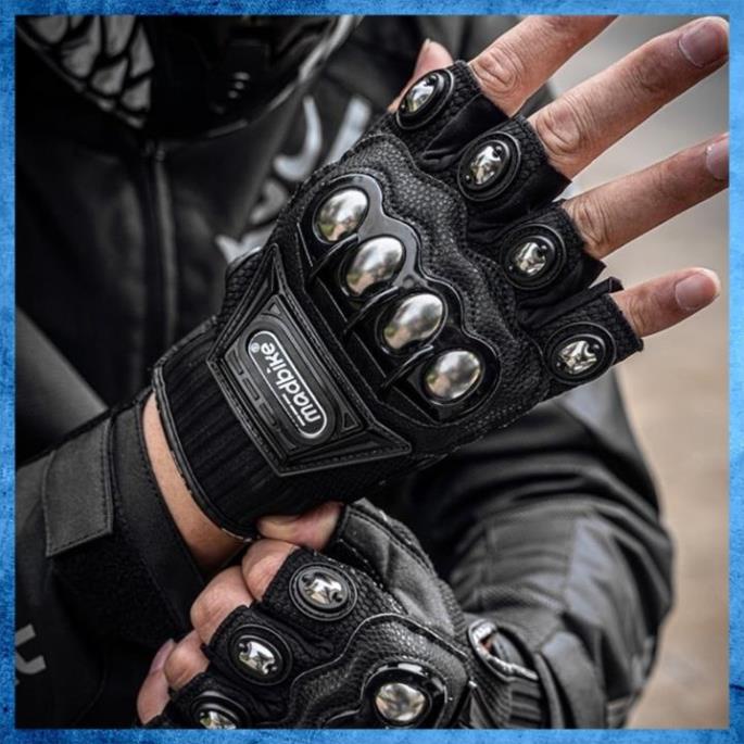 Găng Tay Xe Máy, Bao Tay Đi Phượt Madbike Cụt Ngón Có Gù Thép Bảo Vệ Chuyên Moto