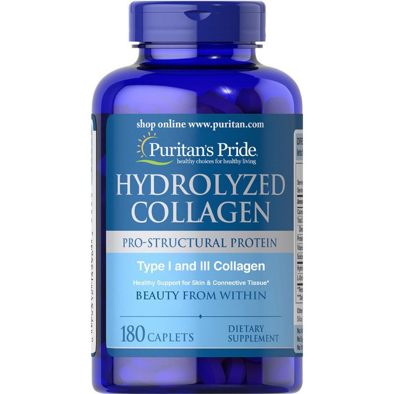 Viên Uống Đẹp Da, Mờ Nám Collagen Thủy Phân Hydrolyzed Puritan's Pride 1000mg 180 viên