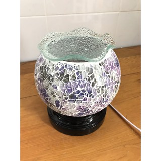 Đèn Xông Tinh Dầu Pha Lê To Pha Trắng-tím Rực Rỡ