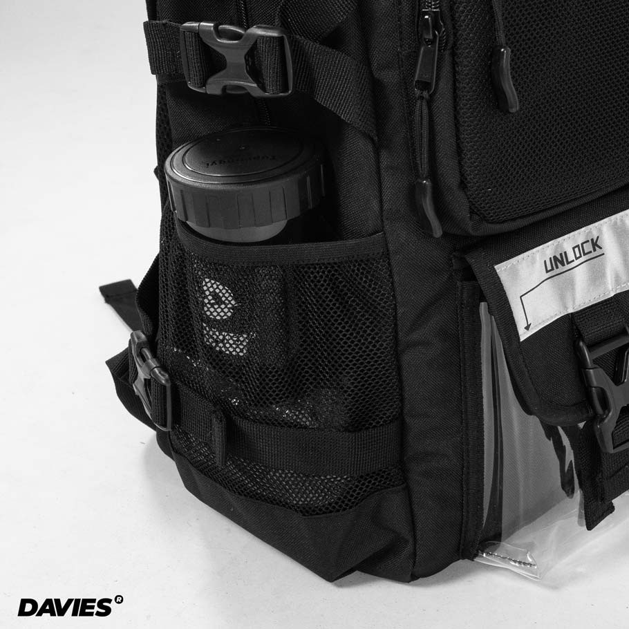 [Tặng kèm túi đeo chéo mini] Balo đi học nam phản quang local brand Davies - Black Warrior Backpack