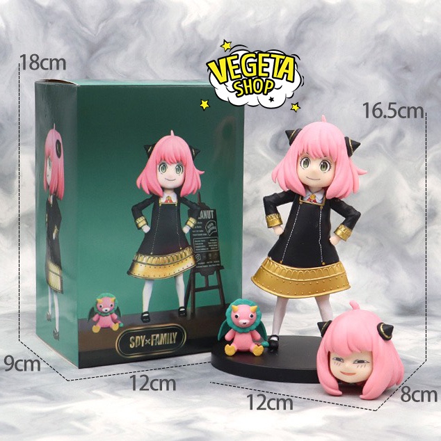 Mô hình Spy X Family Gia đình điệp viên - Mô hình Anya có 2 đầu để thay thế - Anya Forger Kimera - Cao 13,5~16,5cm